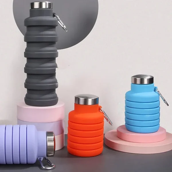 portable silicone water bottle foldable coffee bottle cup outdoor travel tool foldable sports bottle