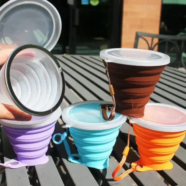 Silicone folding cup foldable and retractable cute water bottle outdoor travel childrens tea set kettle beverage