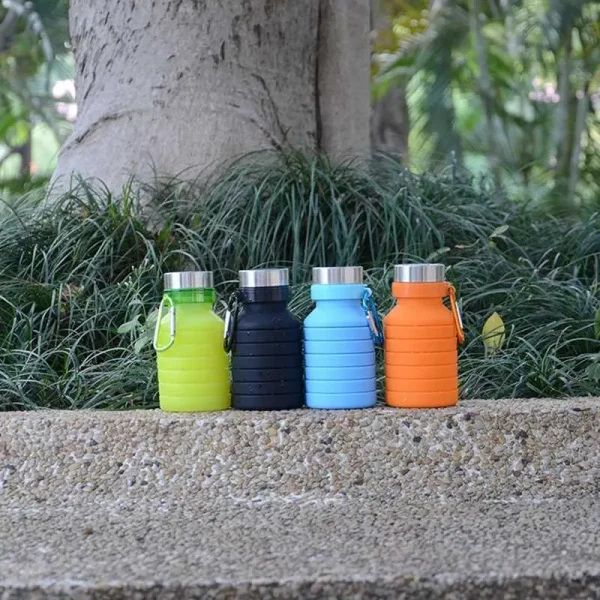 New Arrival 550ML Foldable Water Bottle Reusable Bisphenol A-Free Silicone Foldable Bottle Portable Hiking Cup