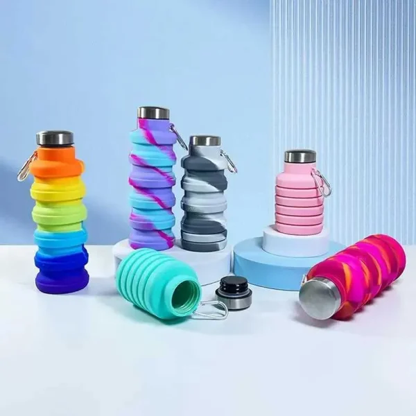 Fitness sports water bottle silicone foldable beverage cup outdoor travel climbing bicycle bottle easy to fold