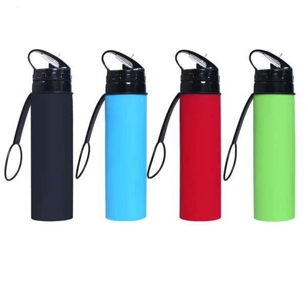 600ml Children Cup Reusable Silicone Sports Bottle Soft Foldable for Home Office - Image 2