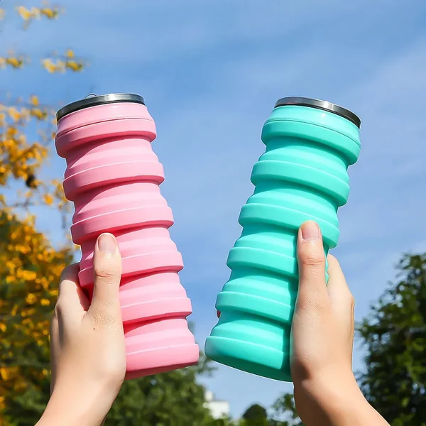 Collapsible Water Bottle Silicone Folding Cup Canned Foldable Leakproof Sports Water Bottle-480ML - Image 2