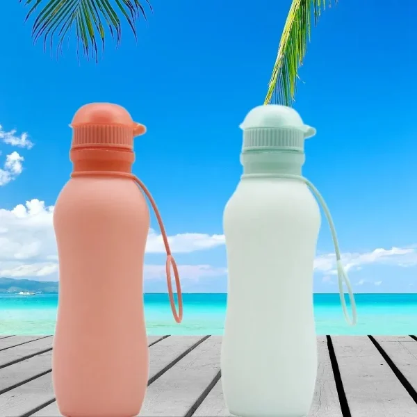500ML Creative Foldable Silicone Water Cup Outdoor Travel Bottle Eco-friendly Healthy Material Multiple Colors Water Bottles - Image 2