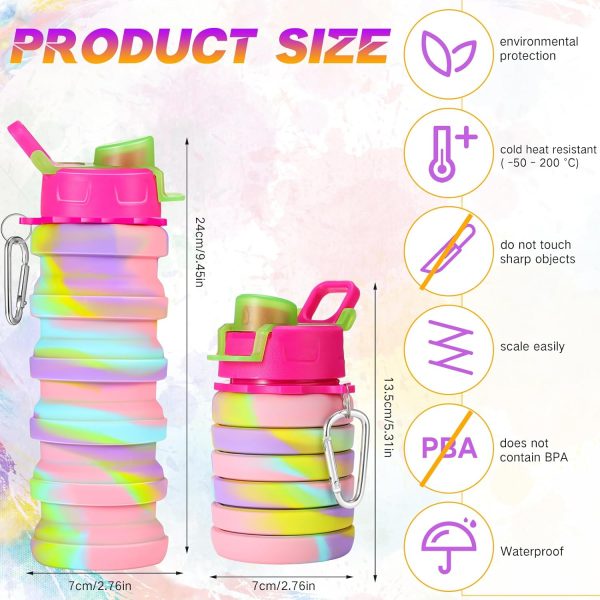 30 Pack Collapsible Water Bottles 17oz Silicone Foldable Water Bottle Bulk Portable Leak Proof Reusable Camouflage Sports Bottles with Clip for Travel Hiking Camping Outdoor - Image 2