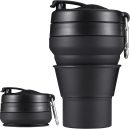 Collapsible Cup for Traveling, 20 OZ 600ml Large Silicone Folding Camping Mug, Leak Proof  Free Portable Reusable Bottle for Coffee, Tea, Water, Camping, Hiking, Outdoor (Black)