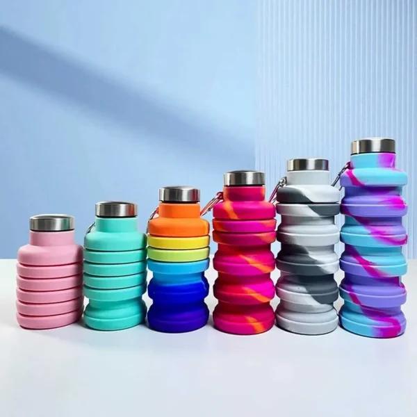 Sports Water Bott Silicone Foldable Beverage Cup Outdoor Travel Climbing Bicyc Bott Camouflage Foldab Kett - Image 2