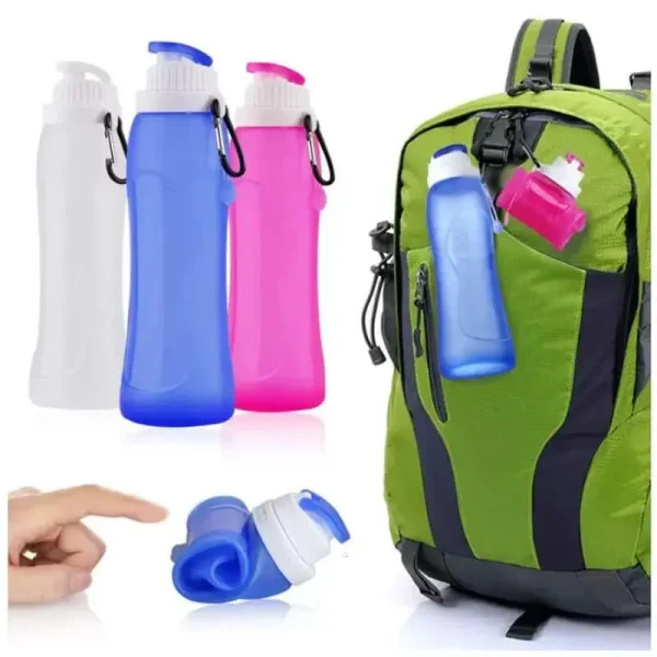 Sport 17Oz Food Outdoor Bottle Grade Silicone Mug Travel Collapsible Portable Kettle Foldable Water Bottles Custom Gift Cup