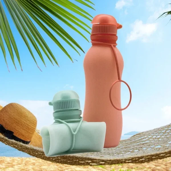 500ML Creative Foldable Silicone Water Cup Outdoor Travel Bottle Eco-friendly Healthy Material Multiple Colors Water Bottles
