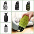 Silicone Retractable Grenade Water Bottle 580ML Foldable Sports Water Bottle Collapsible Camouflage Drinking Cup Travel