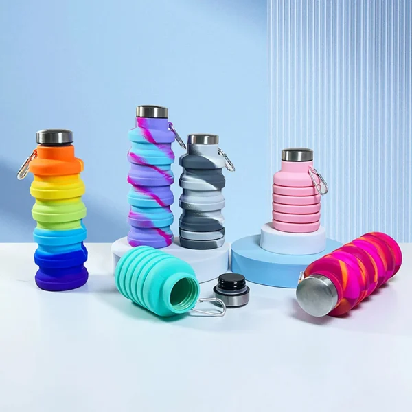 Fitness sports water bottle silicone foldable beverage cup outdoor travel climbing bicycle bottle camouflage folding water bottle