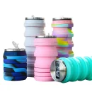 Collapsible Water Bottle Silicone Folding Cup Canned Foldable Leakproof Sports Water Bottle-480ML