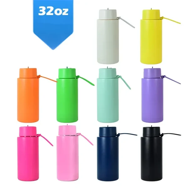 Mugs 34Oz Stainless Steel Sports Water Bottle With Silicone Handle Big Capacity Drinking Tumbler Outdoor Camping Cup Vacuum Insulated Travel Mugs