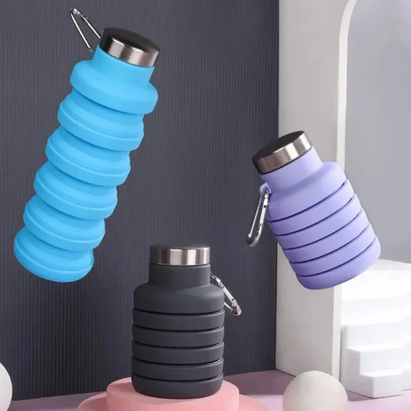 portable silicone water bottle foldable coffee bottle cup outdoor travel tool foldable sports bottle - Image 2