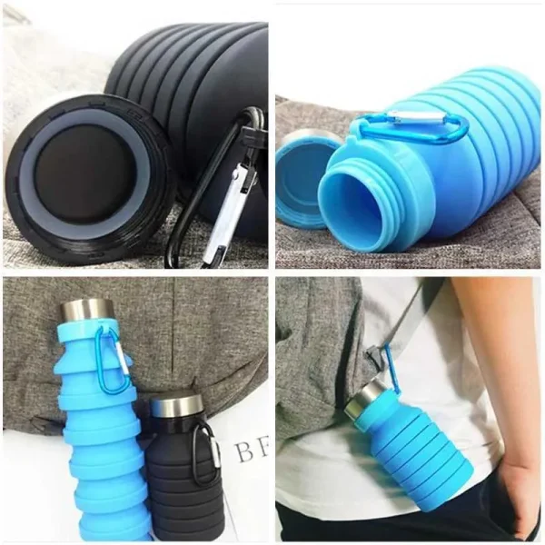 New Arrival 550ML Foldable Water Bottle Reusable Bisphenol A-Free Silicone Foldable Bottle Portable Hiking Cup - Image 2