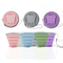 270ML Silicone Collapsible Cups for Traveling Foldable Camping Cups Collapsible Water Cup Portable Drinking Cups with Lids