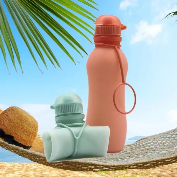NEW 2024 500ML Creative Foldable Silicone Water Cup Outdoor Travel Bottle Eco-friendly Healthy Material Multiple Colors Water Bottles - Image 2
