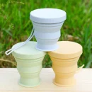 ML silicone foldable travel cup portable water with lid heatresistant telescopic drinking